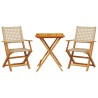 3-tlg. Bistro-Set Beige Poly Rattan und Massivholz