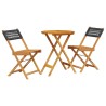 3-tlg. Bistro-Set Schwarz Poly Rattan und Massivholz