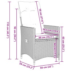 3-tlg. Bistro-Set mit Kissen Schwarz Poly Rattan