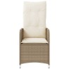 Gartensessel mit Kissen Verstellbar Beige Poly Rattan