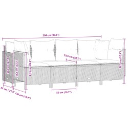 5-tlg. Garten-Sofagarnitur mit Kissen Hellgrau Poly Rattan