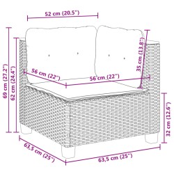 7-tlg. Garten-Sofagarnitur mit Kissen Schwarz Poly Rattan