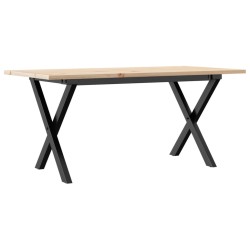 Couchtisch X-Gestell 90x40x45cm Massivholz Kiefer und Gusseisen