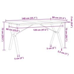 Esstisch Y-Gestell 140x80x75 cm Massivholz Kiefer und Gusseisen