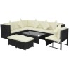 8-tlg. Garten-Lounge-Set mit Kissen Poly Rattan Schwarz