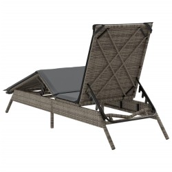 Sonnenliege mit Auflage Grau Poly Rattan