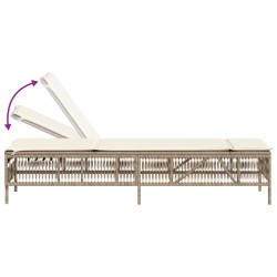 Sonnenliege mit Auflage Beige Poly Rattan