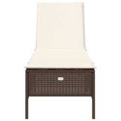 Sonnenliege mit Auflage Braun Poly Rattan