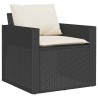 4-tlg. Garten-Sofagarnitur mit Kissen Schwarz Poly Rattan