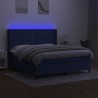 Boxspringbett mit Matratze & LED Blau 160x200 cm Stoff