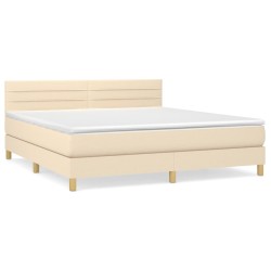 Boxspringbett mit Matratze Creme 180x200 cm Stoff