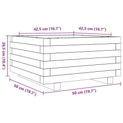 Pflanzkübel Wachsbraun 50x50x26,5 cm Massivholz Kiefer