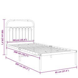 Bettgestell mit Kopfteil Metall Weiß 90x200 cm