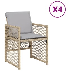 Gartenstühle mit Kissen 4 Stk. Beigemischung Poly Rattan