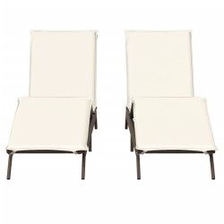 Sonnenliegen mit Auflagen 2 Stk. Braun Poly Rattan