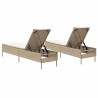 Sonnenliegen mit Auflagen 2 Stk. Beige Poly Rattan