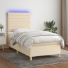 Boxspringbett mit Matratze & LED Creme 90x190 cm Stoff