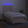 Boxspringbett mit Matratze & LED Creme 90x190 cm Stoff