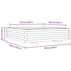 Pflanzkübel Weiß 100x100x26,5 cm Massivholz Kiefer