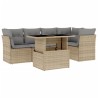 6-tlg. Garten-Sofagarnitur mit Kissen Beige Poly Rattan