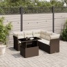 6-tlg. Garten-Sofagarnitur mit Kissen Braun Poly Rattan