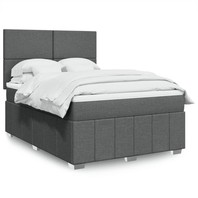 Boxspringbett mit Matratze Dunkelgrau 140x200 cm Stoff