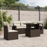 6-tlg. Garten-Sofagarnitur mit Kissen Braun Poly Rattan