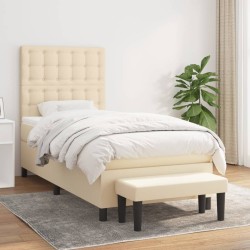 Boxspringbett mit Matratze Creme 80x200 cm Stoff