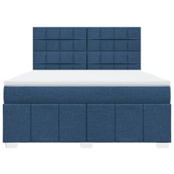 Boxspringbett mit Matratze Blau 180x200 cm Stoff