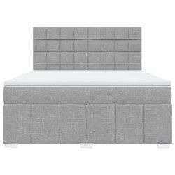 Boxspringbett mit Matratze Hellgrau 180x200 cm Stoff