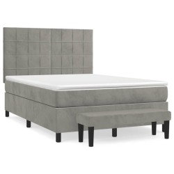 Boxspringbett mit Matratze Hellgrau 140x200 cm Samt