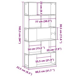 Bücherregal 5 Böden Schwarz 80,5x23,5x162,5 cm Holzwerkstoff