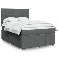 Boxspringbett mit Matratze Dunkelgrau 140x200 cm Stoff