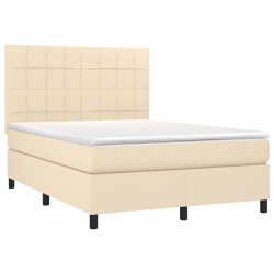 Boxspringbett mit Matratze Creme 140x190 cm Stoff