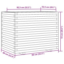 Pflanzkübel Wachsbraun 90x60x72 cm Massivholz Kiefer