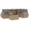 6-tlg. Garten-Sofagarnitur mit Kissen Beige Poly Rattan