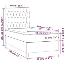 Boxspringbett mit Matratze Taupe 90x190 cm Stoff