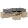 6-tlg. Garten-Sofagarnitur mit Kissen Beige Poly Rattan