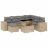 8-tlg. Garten-Sofagarnitur mit Kissen Beige Poly Rattan