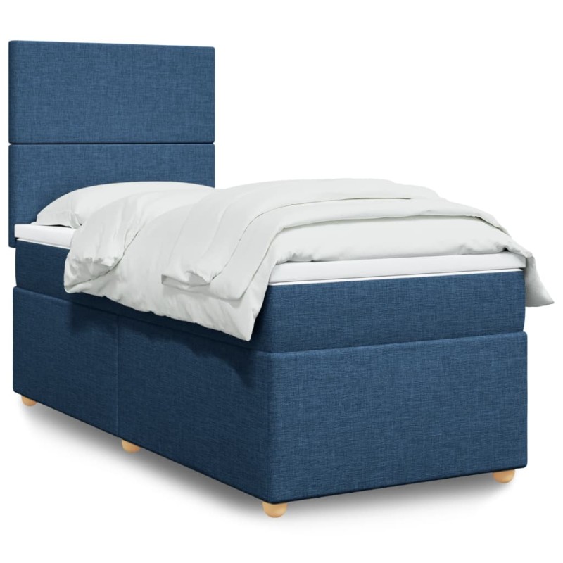 Boxspringbett mit Matratze Blau 90x190 cm Stoff