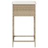 Garten-Barhocker mit Kissen 2 Stk. Beige Poly Rattan