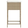 Garten-Barhocker mit Kissen 2 Stk. Beige Poly Rattan