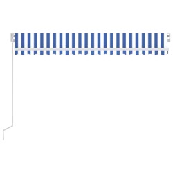 Markise Manuell Einziehbar mit LED 400x300 cm Blau und Weiß