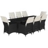 9-tlg. Garten-Bistro-Set mit Kissen Schwarz Poly Rattan