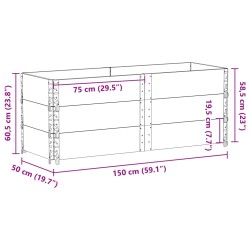 Paletten-Aufsatzrahmen 3 Stk. Schwarz 150x50 Massivholz Kiefer