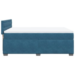 Boxspringbett mit Matratze Blau 140x200 cm Samt