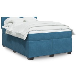 Boxspringbett mit Matratze Blau 140x190 cm Samt