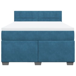 Boxspringbett mit Matratze Blau 140x190 cm Samt