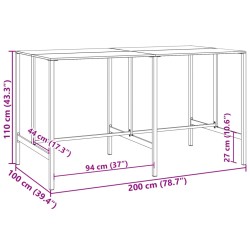 Bartisch Schwarz 200x100x110 cm Pulverbeschichteter Stahl