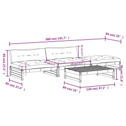 4-tlg. Garten-Lounge-Set mit Kissen Massivholz Douglasie